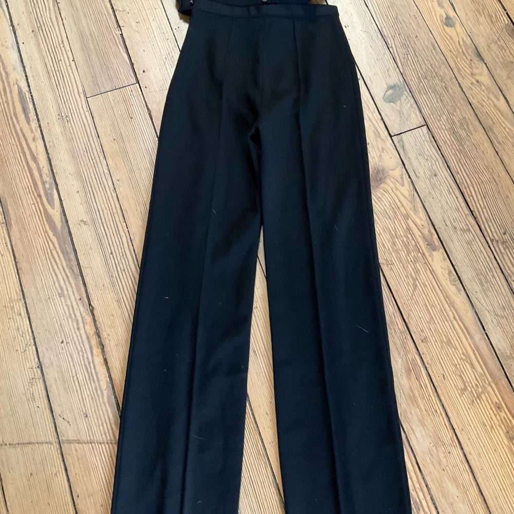 Elegant Black Wide Leg Women's Trousers stretch